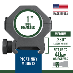Weaver Mounts Six-Hole Picatinny Rings 1" Medium Matte Black Aluminum — view 3