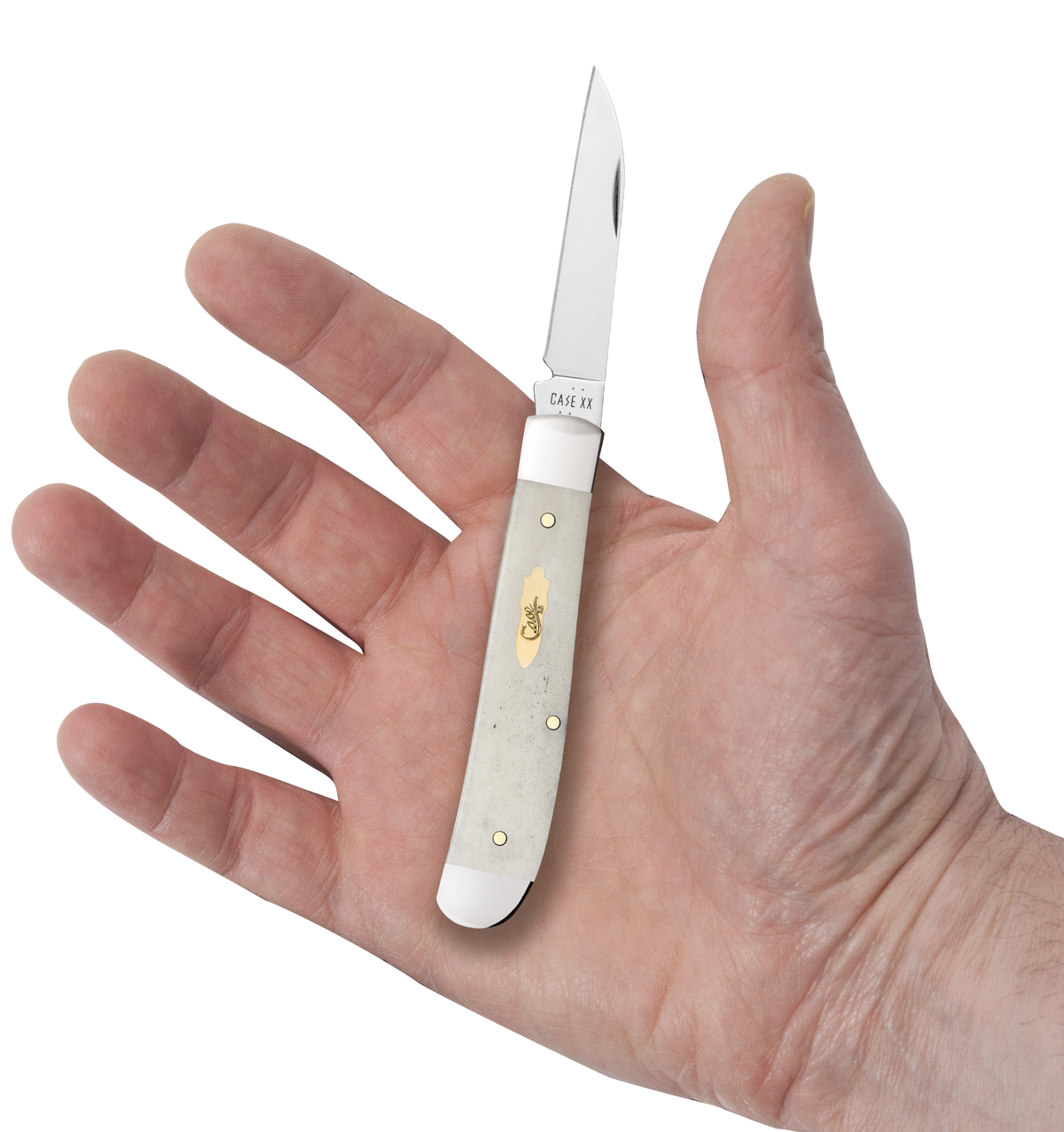 Case Mini Trapper 3.5" Closed Clip Point/Spey Plain Tru-Sharp SS Smooth Natural Bone Folding Knife — view 3