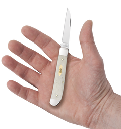 Case Mini Trapper 3.5" Closed Clip Point/Spey Plain Tru-Sharp SS Smooth Natural Bone Folding Knife — view 3