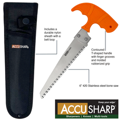 Accusharp 730C Bone Saw Fixed 6" Serrated 420 Stainless Steel Blaze Orange Handle — view 3