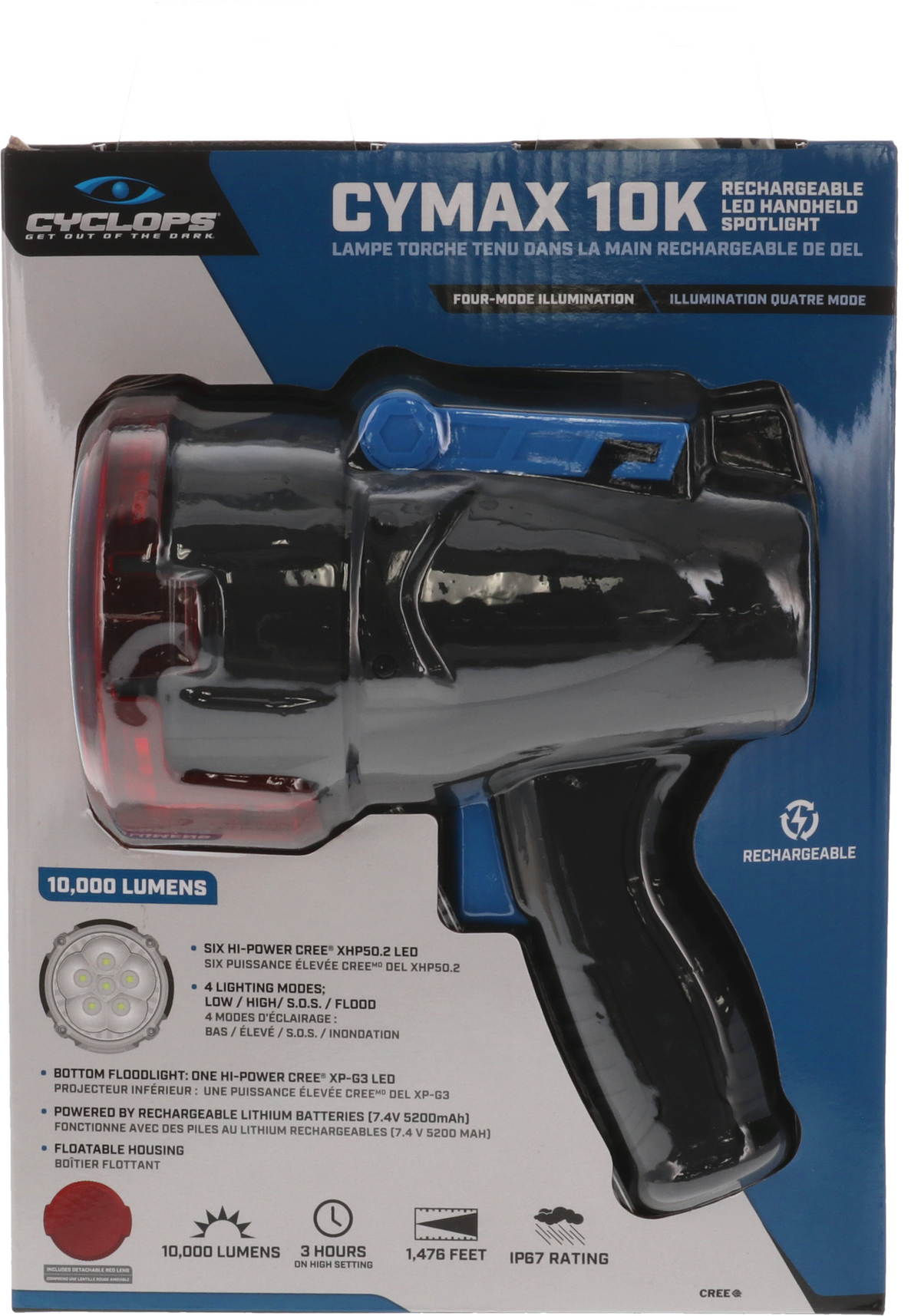 Cyclops Cymax CYC-SPL-10X 10,000 Lumen Cree LED Rechargeable Spotlight - Black — view 3