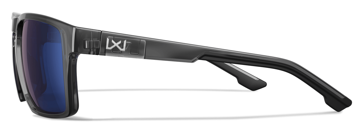 Wiley X Founder CAPTIVATE Blue Mirror Lens Gloss Crystal Grey Frame Safety Glasses — view 3