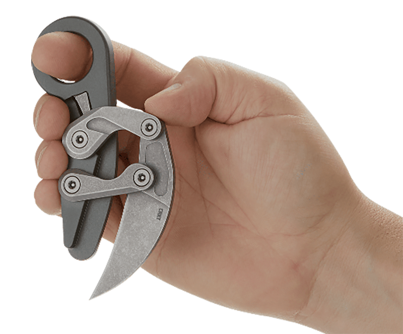 Columbia River 4045 Provoke Compact 2.26" Folding Hawkbill Plain D2 Stonewash Aluminum — view 3