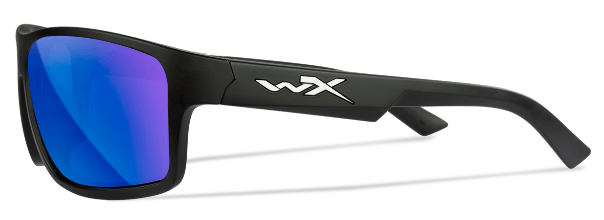 Wiley X WX Peak M/L CAPTIVATE Polarized Blue Mirror Lens Matte Black Frame Safety Glasses — view 3
