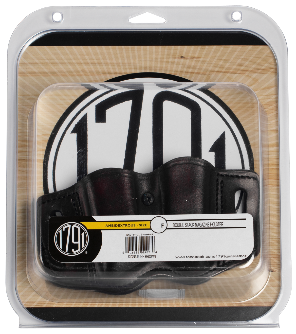 1791 Gunleather MAG-F 2.2 Double Mag Holster Double Stack Belt Slide Signature Brown Leather — view 3