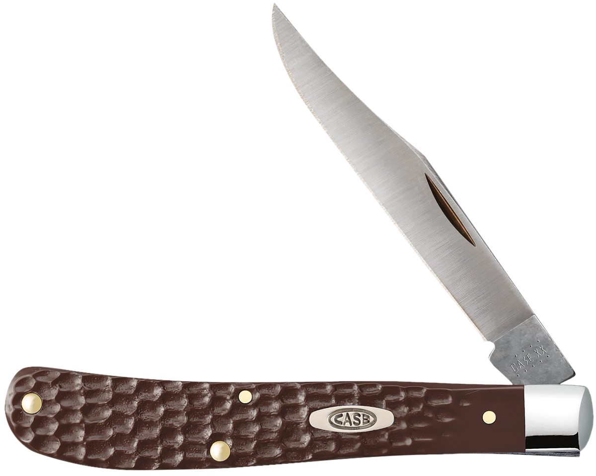 Case Trapper Slimline 3.25" Folding Clip Point Plain Edge Brown Jigged Synthetic — view 3
