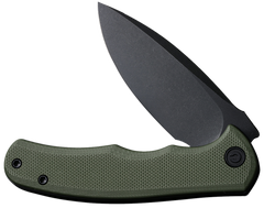 Civivi Knives Praxis Mini 2.98" Folding Drop Point Plain Black Stonewashed D2 Steel Blade - OD Green Textured G10 Handle — view 3