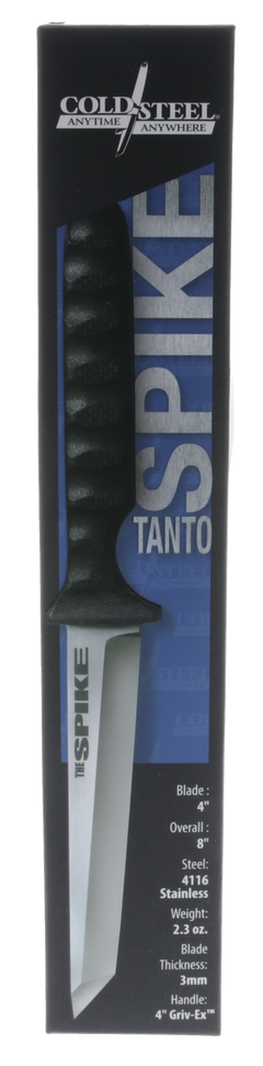 Cold Steel Tanto Spike 4" Fixed Plain 4116 SS Black Scalloped Griv-Ex Handle — view 3