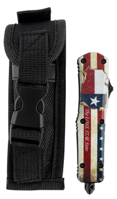 Templar Knife STX531 Texan Gen II Small 2.25" OTF Tanto Part Serrated 440C Stonewashed Texas Flag Aluminum Handle — view 3