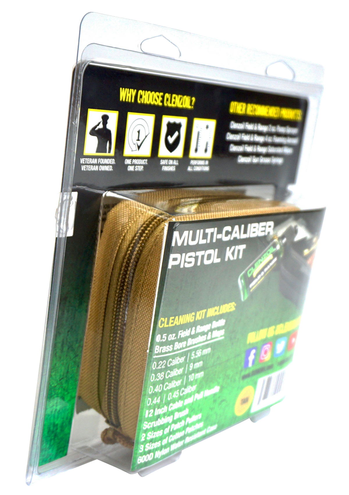 Clenzoil 2076 Field & Range Cleaning Kit Multi-Caliber Pistol 17-Piece Tan — view 3