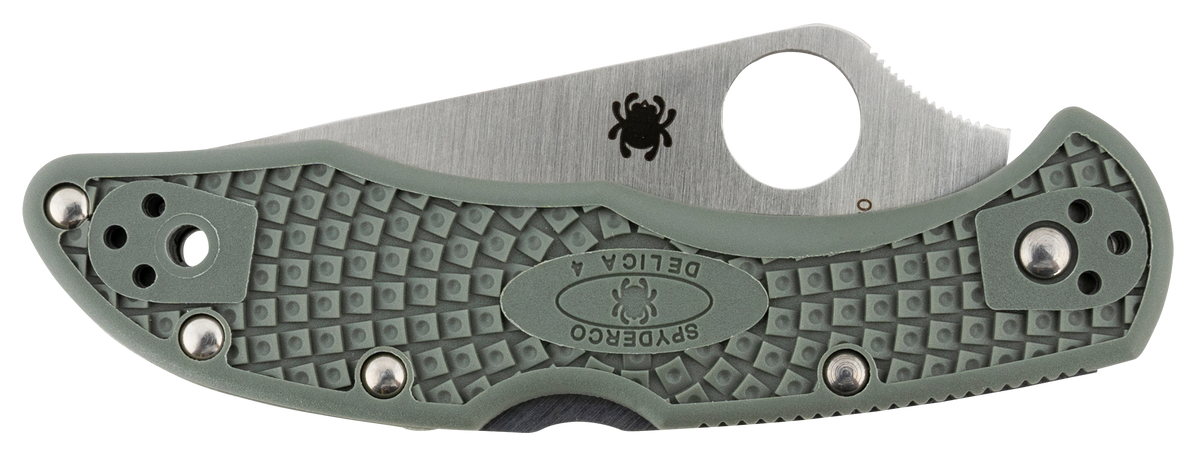 Spyderco Delica 4 Lightweight 2.88" VG-10 Drop Point Part Serrated Foliage Green FRN Folding Knife — view 3