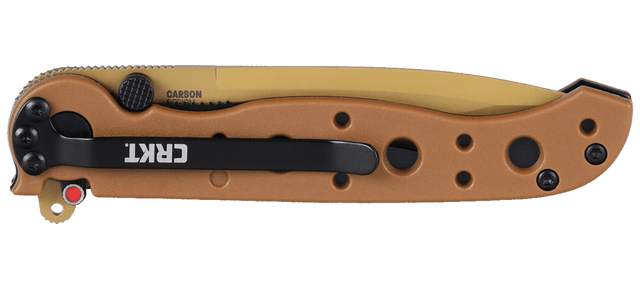 Columbia River M16-01DZ 3.12" Folding Spear Point Plain D2 Steel Desert Tan TiNi GRN Handle — view 3