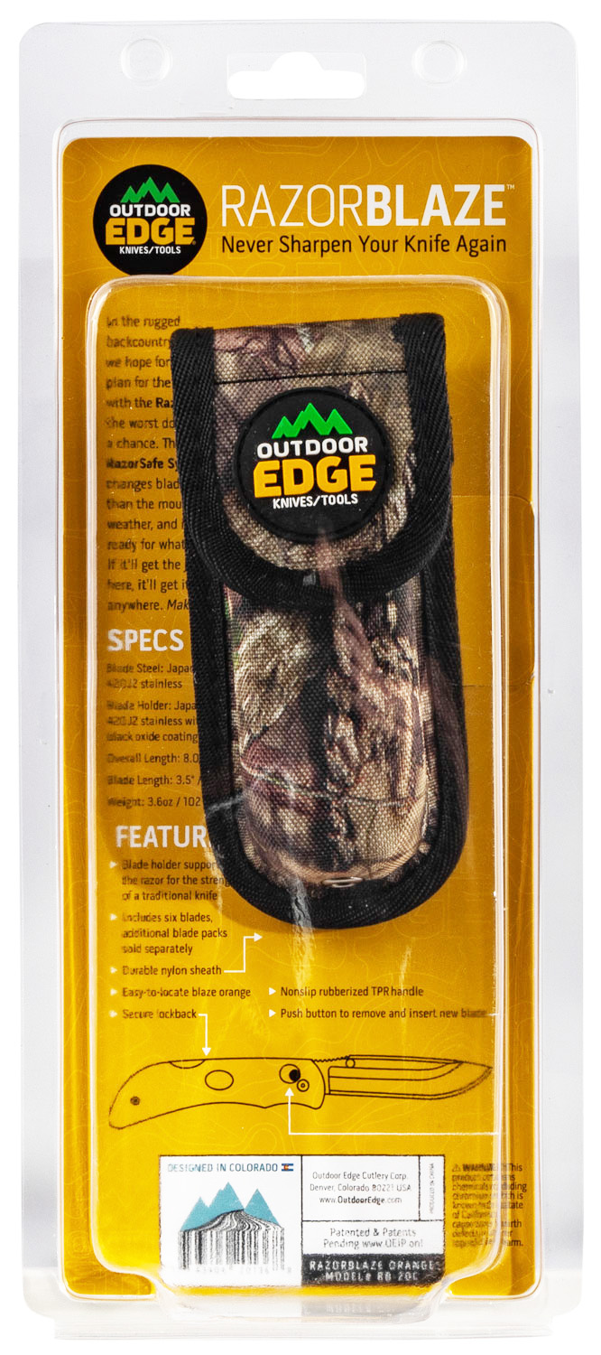 Outdoor Edge RazorLite 3.50" Folding Drop Point Plain 420J2 SS Blaze Orange TPR Handle — view 3