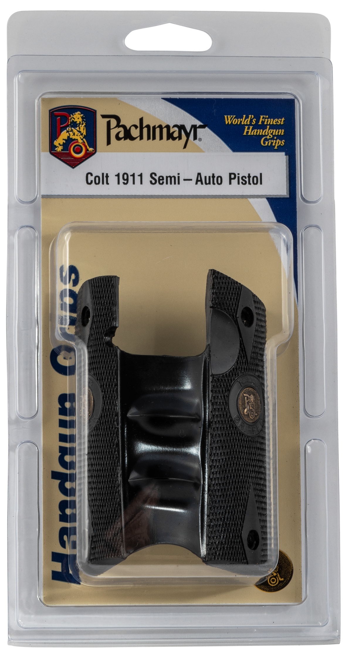 Pachmayr Signature 1911 Pistol Grip Checkered Rubber w/ Finger Grooves Black — view 3