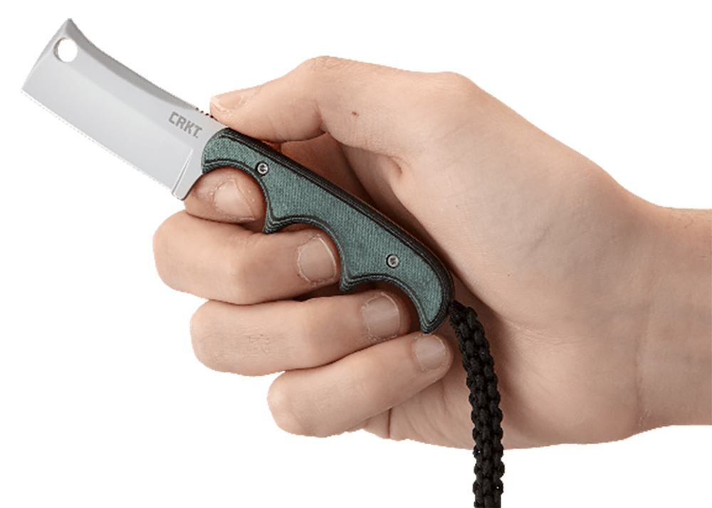 Columbia River 2383 Minimalist 2.13" Cleaver Plain Bead Blasted 5Cr15MoV SS Green Resin Infused Fiber Handle Fixed — view 3