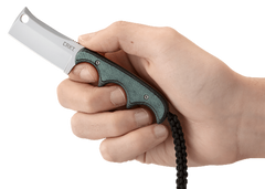 Columbia River 2383 Minimalist 2.13" Cleaver Plain Bead Blasted 5Cr15MoV SS Green Resin Infused Fiber Handle Fixed — view 3