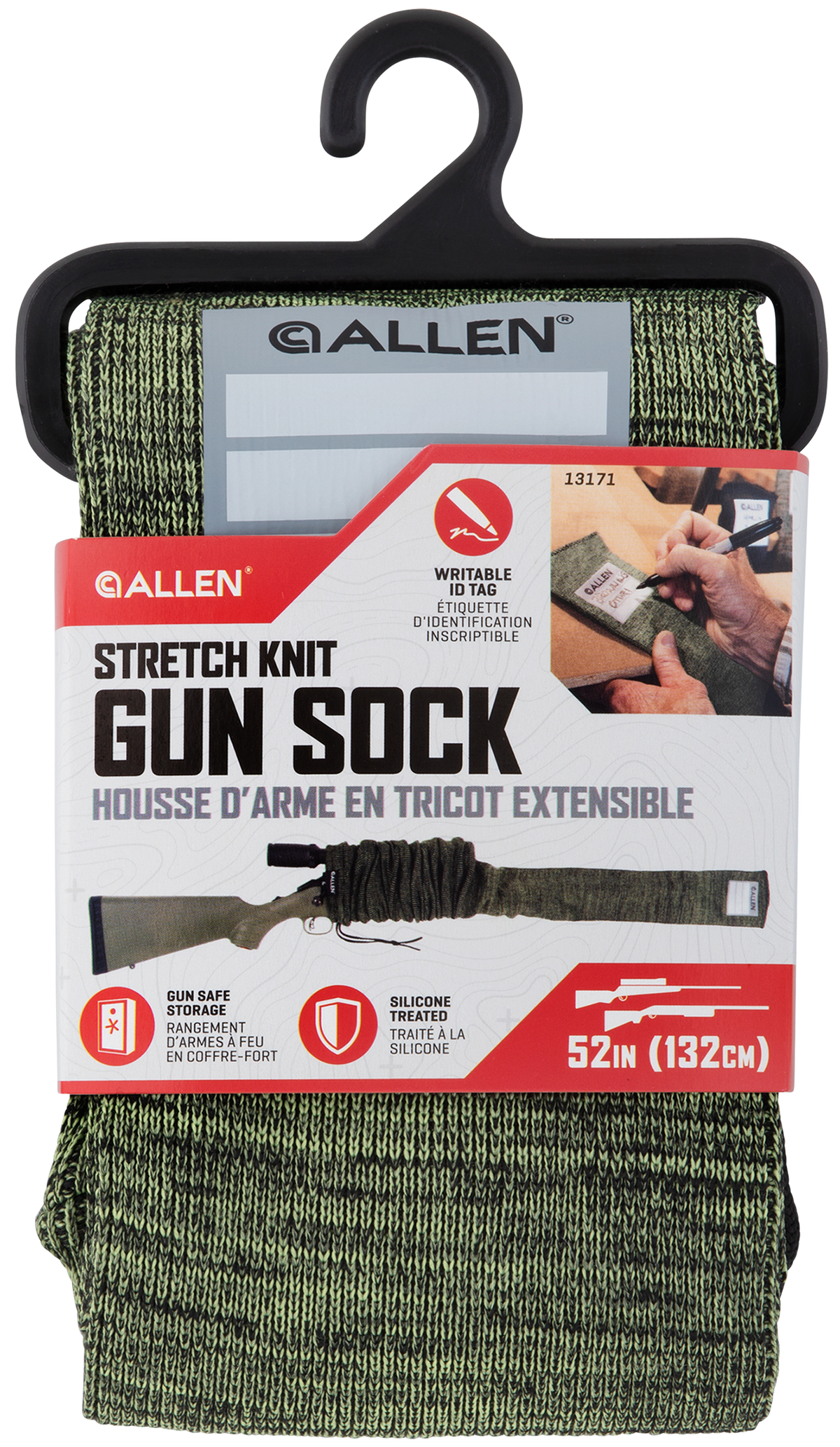Allen 13171 Stretch Knit Gun Sock 52" Green Silicone-Treated Knit - Holds Rifles w/Scope or Shotguns — view 3