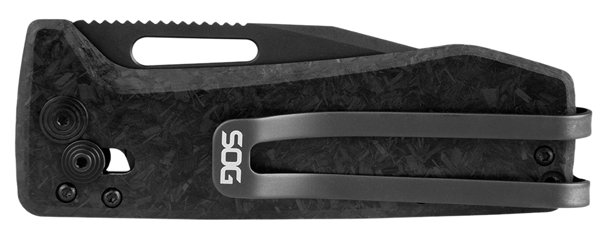 S.O.G Ultra XR XHP 2.80" Folding Plain CTS XHP Satin TiCN Black Carbon Fiber Handle - Blackout — view 3