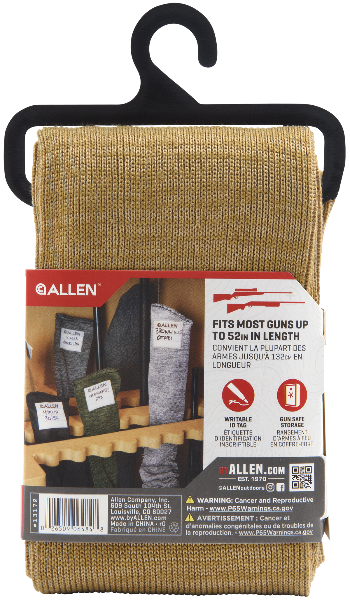Allen 13172 Stretch Knit Gun Sock 52" Coyote Silicone-Treated Knit — view 3