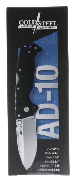 Cold Steel AD-10 4" Folding Drop Point Plain S35VN SS Black G10 Handle — view 3
