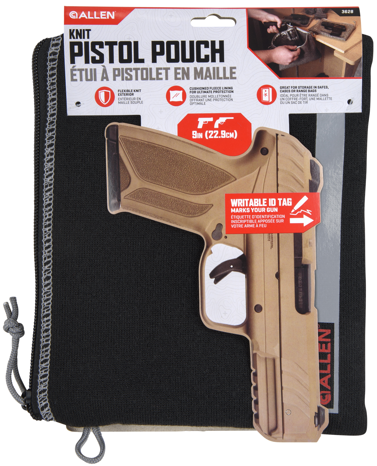 Allen 3628 Pistol Pouch Black Polyester Full Size Handgun Case — view 3