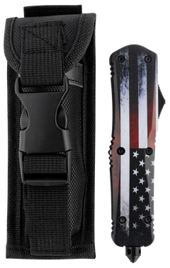 Templar Knife LUS331 Gen II US Flag Large 3.5" OTF Drop Point Plain 440C Black Oxide Stonewashed Blade 5.25" US Flag Aluminum Handle — view 3