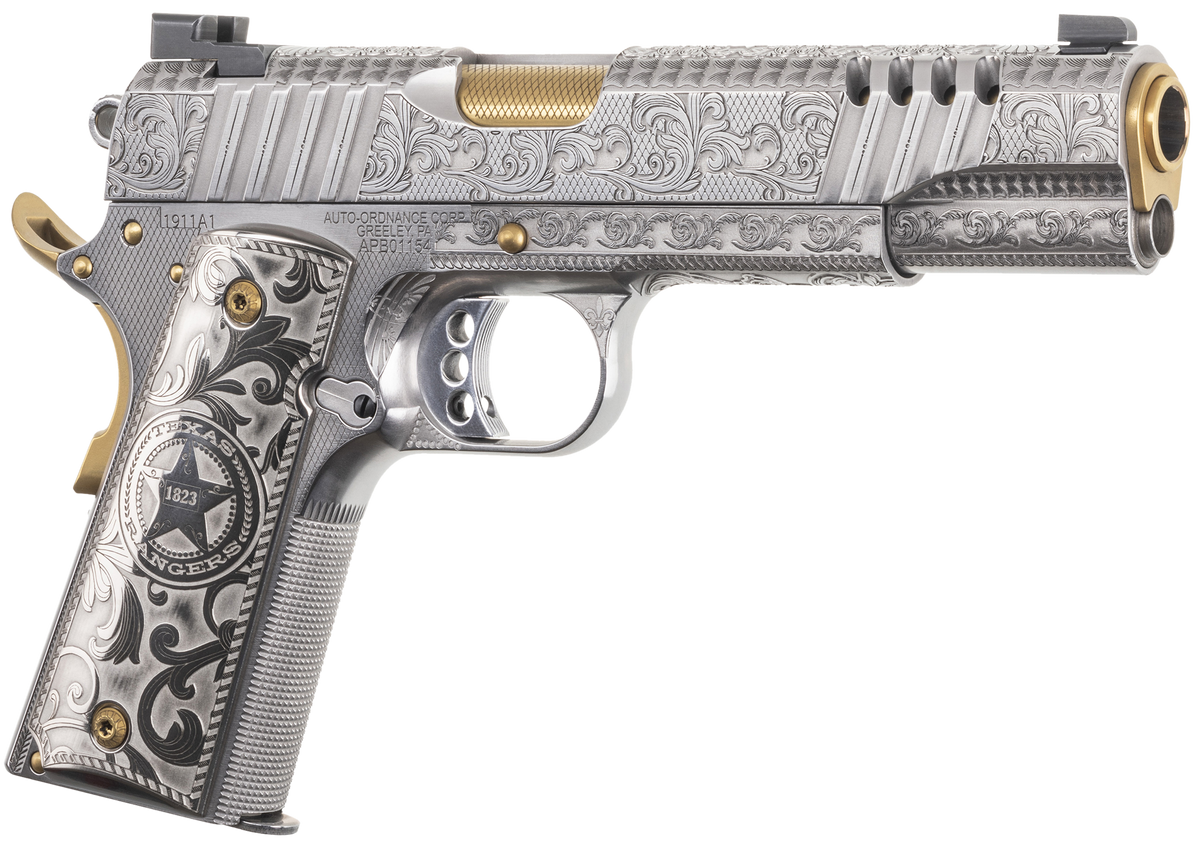 Auto Ordnance 1911 Texas Ranger Special Edition 45 ACP 5" 7+1 Semi-Auto Pistol - Gold Plated PVD — view 3