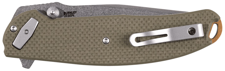 Columbia River CRKT 2471 Butte 3.36" Folding Plain Stonewashed D2 OD Green G10 — view 3