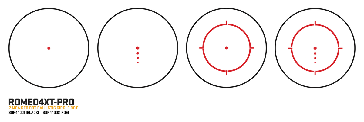 Sig Sauer Electro-Optics Romeo4XT-Pro 1x20mm 2 MOA Red Ballistic Circle Dot Multi Reticle Red Dot Sight - Flat Dark Earth — view 3