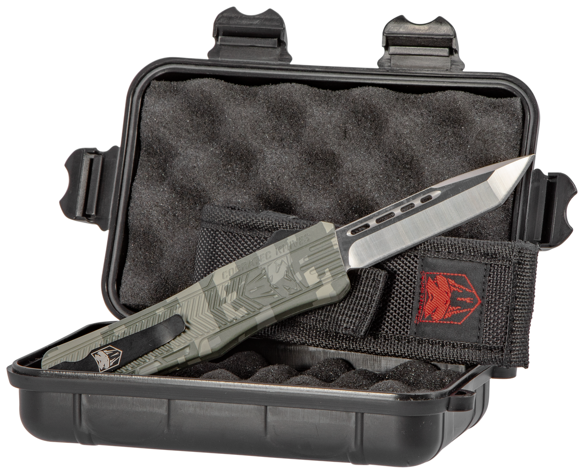 CobraTec CTK-1 Medium 3" OTF Tanto Plain D2 Steel Army DigiCamo Aluminum Handle — view 3