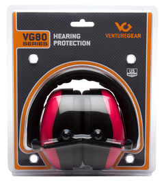 Pyramex Venture Gear V80 Muff 26 dB Over the Head Earmuffs w/32 dB Foam Earplugs - Orange/Pink/Black — view 3