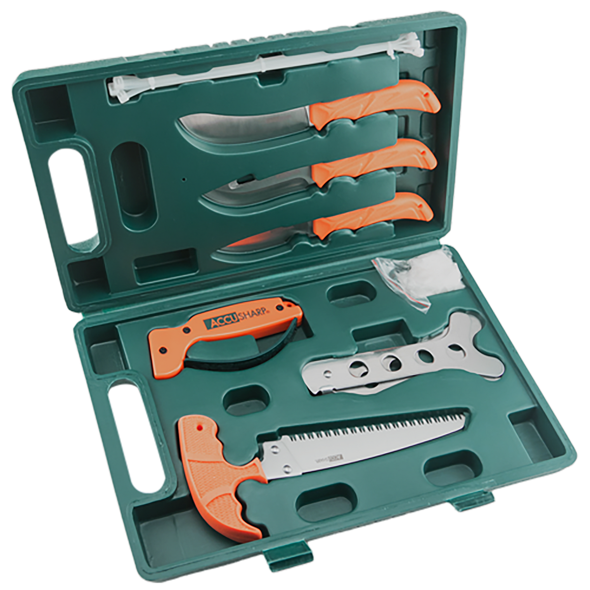 AccuSharp 728C Game Processing Kit - Butcher/Caper/Gut-Hook/Bone Saw + Ribcage Spreader Stainless Steel Orange FRN — view 3