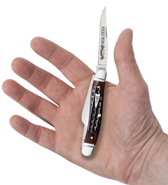 Case Medium Stockman 3-Blade 3.63" Folding Knife - Clip Point/Sheepsfoot/Spey Plain Tru-Sharp SS - Mahogany Corn Cob Jigged Bone — view 3