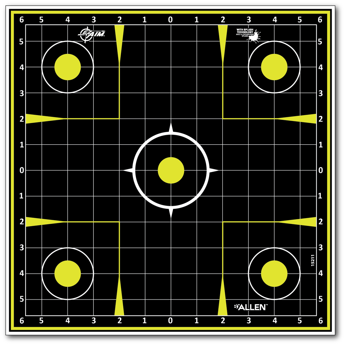EZ-Aim 15211 Splash Reactive Sight-In Grid 12" x 12" Hanging Paper Target Black/Yellow - 12 Pack — view 3