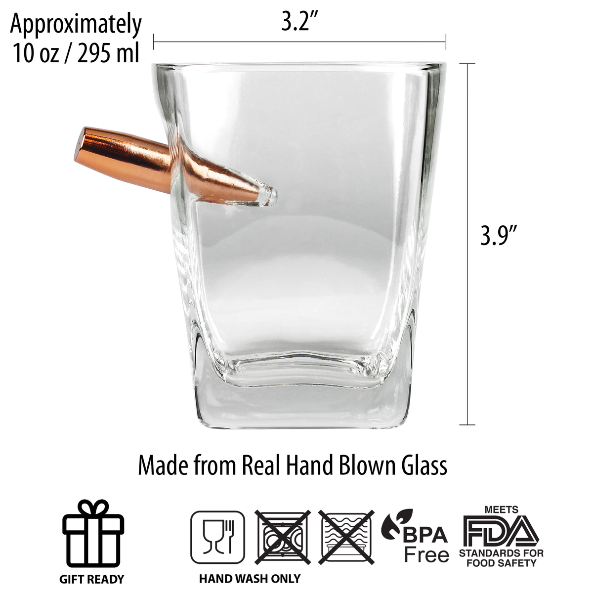 Caliber Gourmet Last Man Standing Bullet Whiskey Glass - Clear — view 3