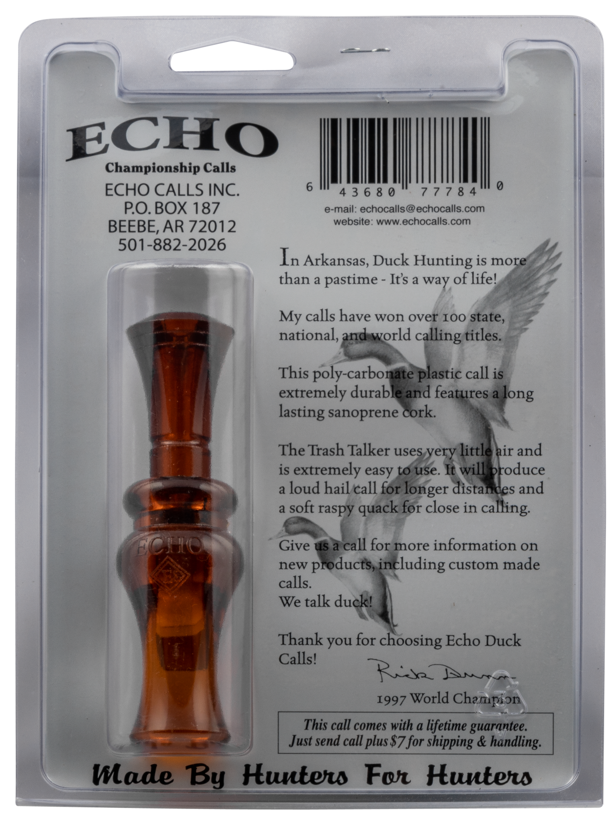 Mo Tactical Products Echo Calls Trash Talker Double Reed Mallard Duck Call - Brown Polycarbonate — view 3