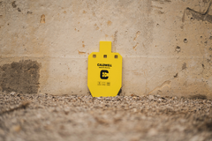 Caldwell AR500 33% IPSC Steel Target - 10 in x 6.1 in Yellow Powder Coat Hanging — view 3