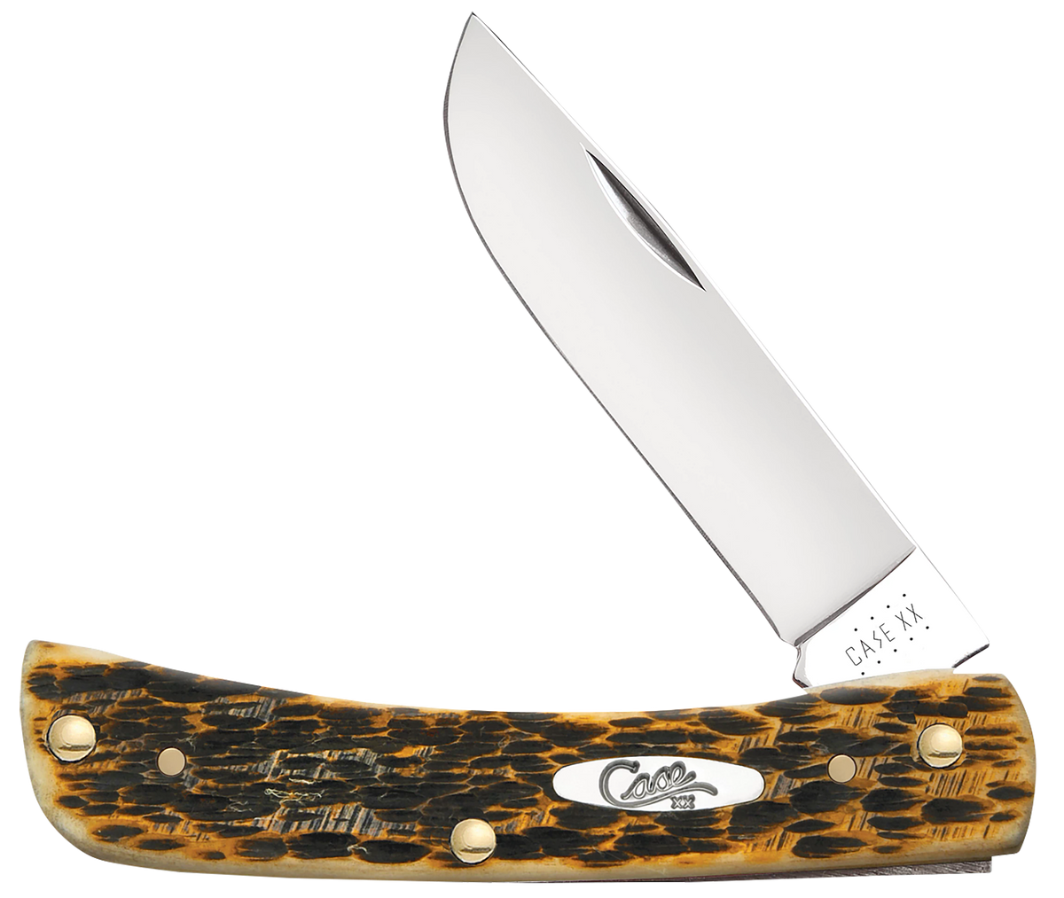 Case Sod Buster Jr 2.8" Plain Edge Folding Knife - Amber Bone Peach Seed Jig — view 3