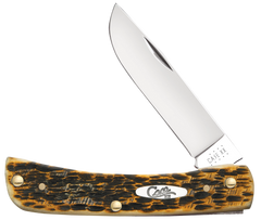 Case Sod Buster Jr 2.8" Plain Edge Folding Knife - Amber Bone Peach Seed Jig — view 3