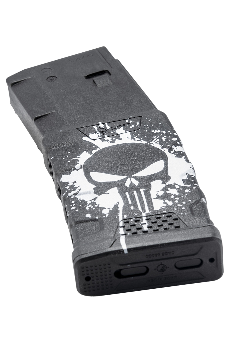 Mission First Tactical Extreme Duty 30rd 223 Rem/5.56x45mm AR-15/M4 Polymer Magazine - White Punisher Skull Splatter — view 3