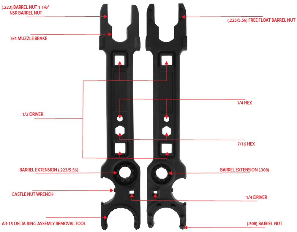 TacFire TL022 Armorer's Combo Wrench AR-15/AR-10 Steel Black — view 3