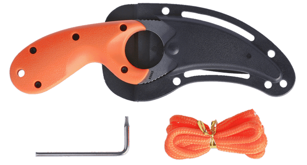 Columbia River CRKT Bear Claw 2.39" Fixed Hawkbill Veff Serrated AUS-8A Stonewashed Blaze Orange GRN — view 3