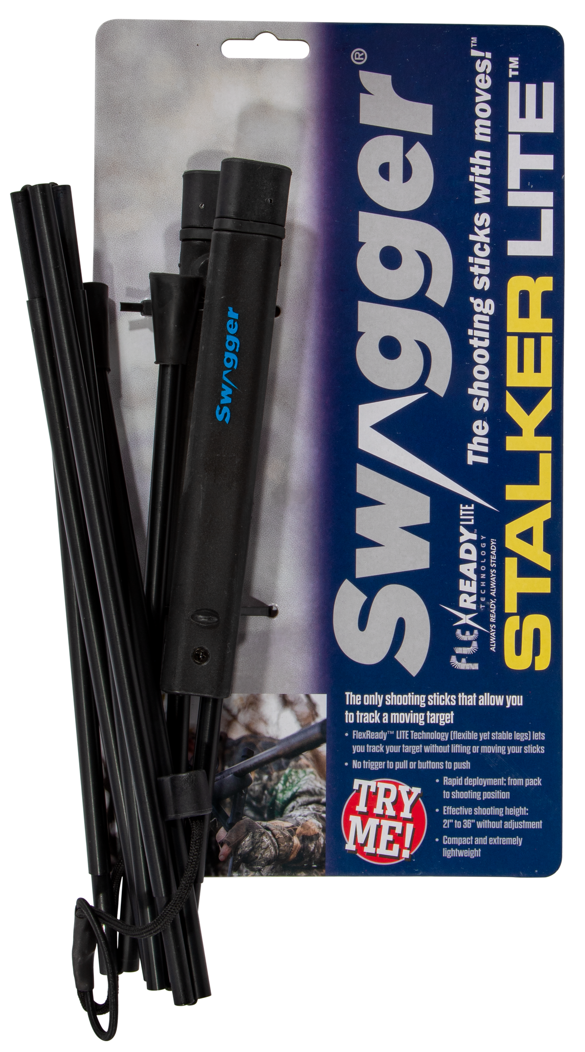 Swagger Stalker Lite Shooting Stick Bipod 21-36" Aluminum Silver — view 3