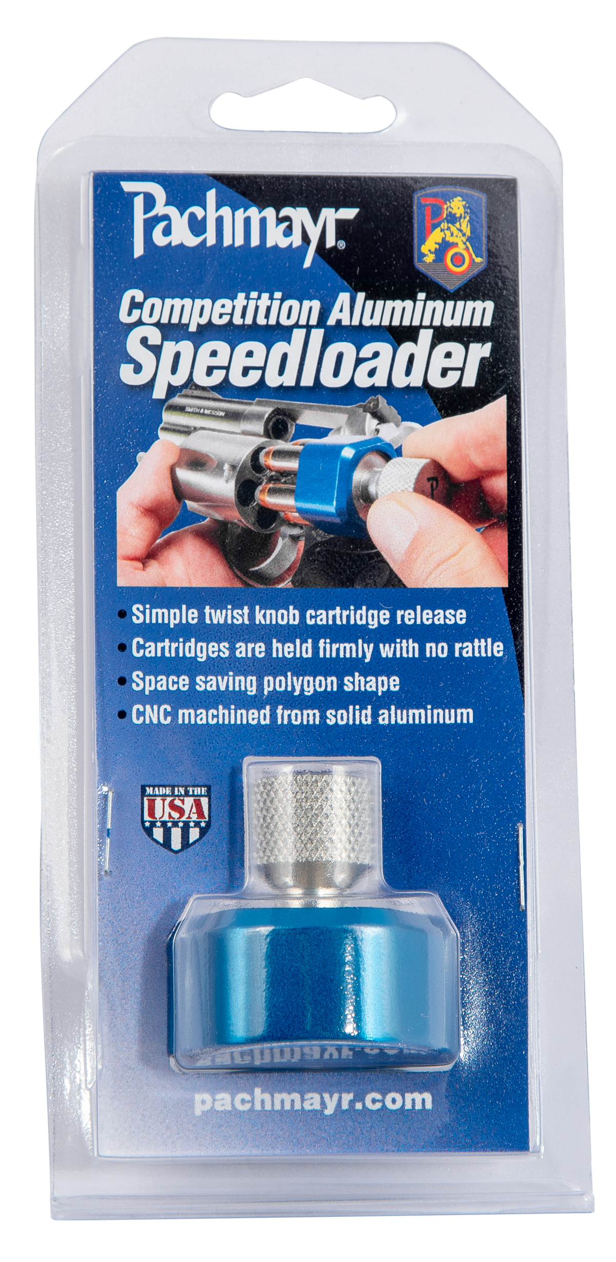 Pachmayr 02655 Competition Speedloader Aluminum Blue for S&W N Frame 6-Shot — view 3