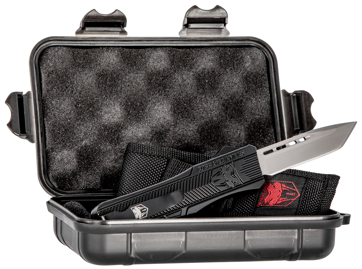CobraTec Knives CTK-1 Medium 3" OTF Tanto Plain D2 Steel Black Aluminum Handle — view 3