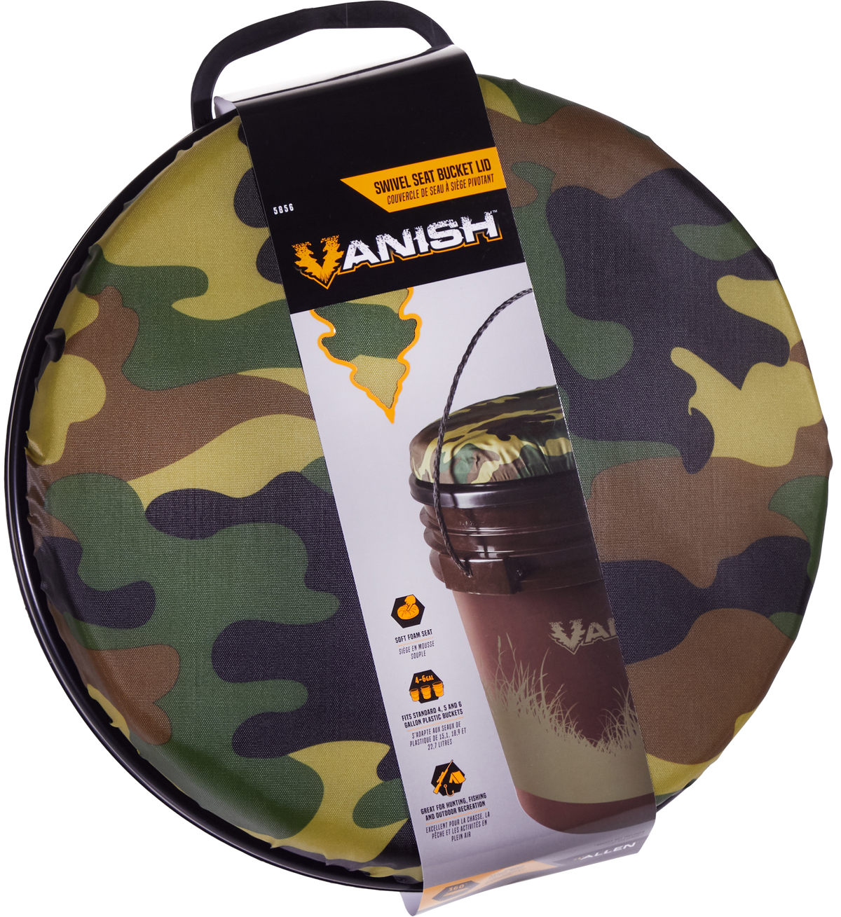 Vanish 5856 Swivel Seat Bucket Lid Camo Foam 12" D x 2" H — view 3