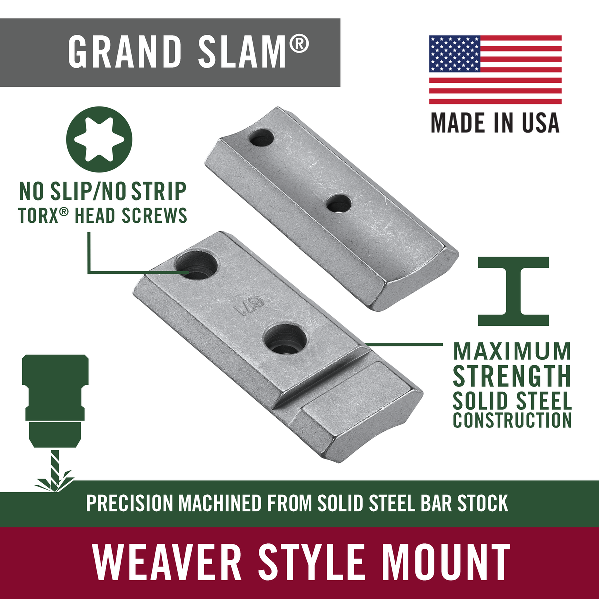 Weaver Mounts 48261 Grand Slam Steel Top Mount Base Silver Savage 110 — view 3