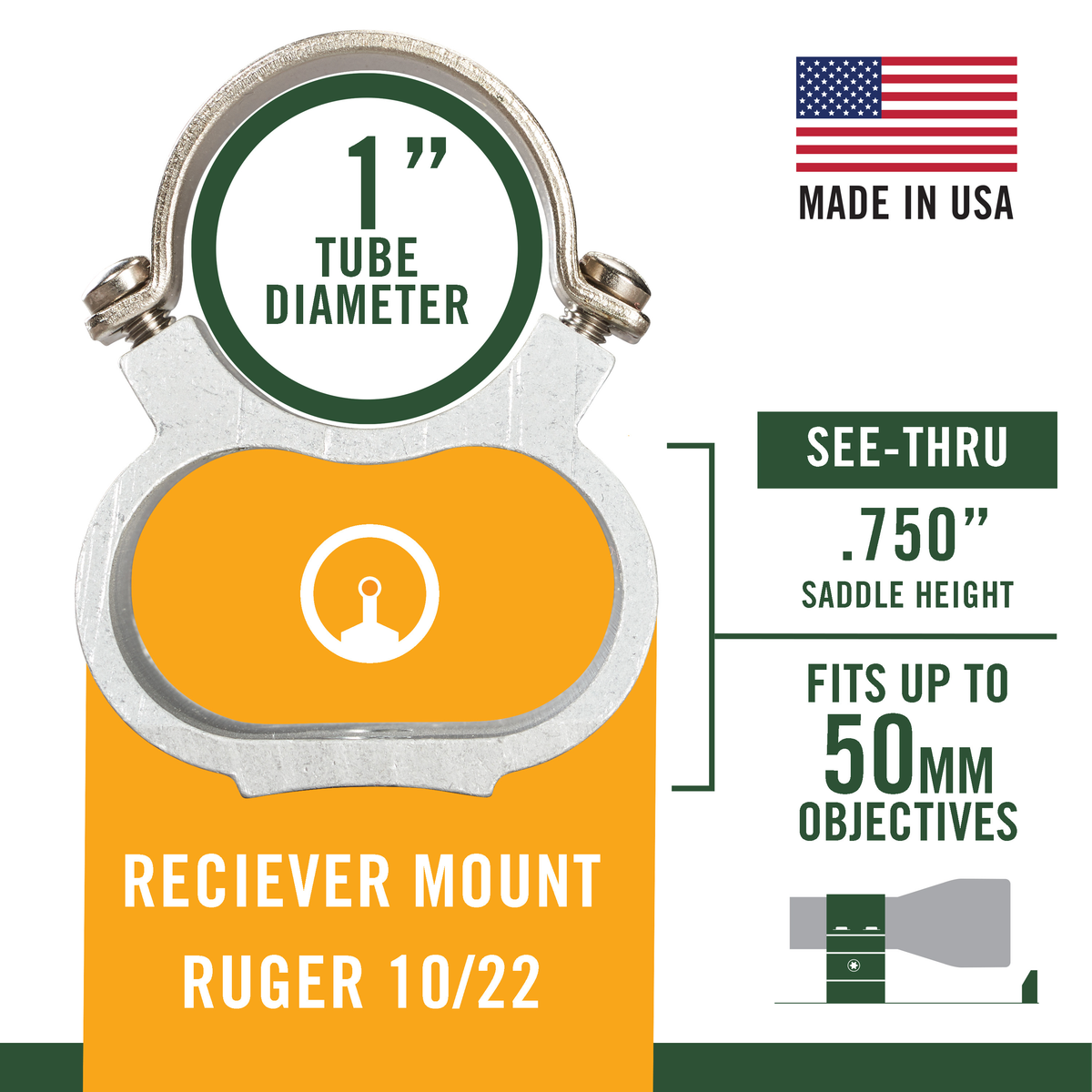 Weaver Mounts 49734 See-Thru Scope Mount/Ring Combo 1" Silver Ruger 10/22 — view 3
