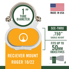Weaver Mounts 49734 See-Thru Scope Mount/Ring Combo 1" Silver Ruger 10/22 — view 3