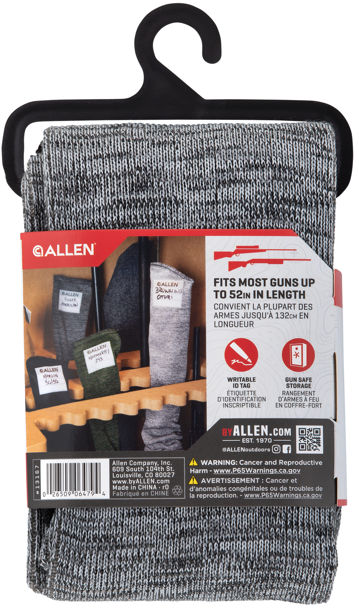 Allen 13167 Stretch Knit Gun Sock Gray 52 in Silicone-Treated - Holds Scoped Rifles & Shotguns — view 3